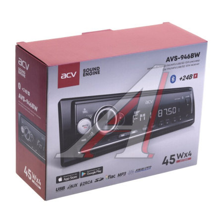 АВТОМАГНИТОЛА ACV AVS-946BW 1 DIN РЕСИВЕР 24V БЕЛАЯ BT/USB/SD/FM/AUX/MP3