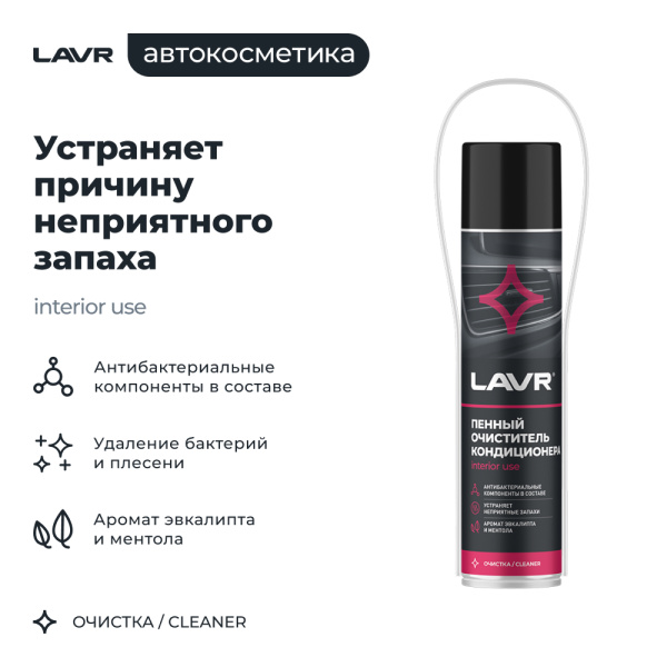 ОЧИСТИТЕЛЬ КОНДИЦИОНЕРА ПЕННЫЙ "АНТИБАКТЕРИАЛЬНЫЙ" (МЕНТОЛ-ЭВКАЛИПТ) "LAVR" (400 МЛ)