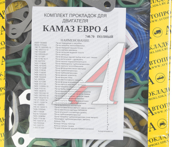 НАБОР ПРОКЛАДОК ДВИГАТЕЛЯ ДЛЯ А/М КАМАЗ-ЕВРО-4,5 (ПОЛНЫЙ КОМПЛЕКТ)