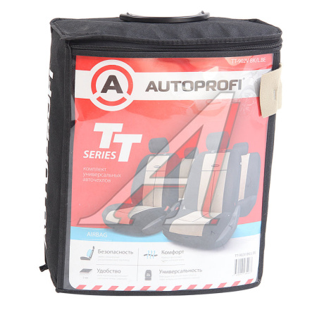 ЧЕХЛЫ AUTOPROFI TT 9 ПР. ПОЛИЭСТЕР/ВЕЛЮР 5 П/Г AIRBAG ЧЕРНО-БЕЖЕВЫЕ TT-902V BK/L.BE
