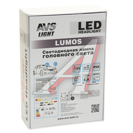 ЛАМПА СВЕТОДИОДНАЯ H1 30 ВТ 12-24В 2600LM 6500K "AVS" LUMOS (2 ШТ.)