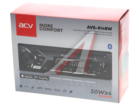 АВТОМАГНИТОЛА ACV AVS-814BW 1 DIN БЕЛАЯ BLUETOOTH/AUX/SD/FM 4x5