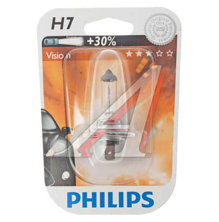 ЛАМПА H7 12V 55W PX26d "PHILIPS" VISION PREMIUM (БЛИСТЕР)