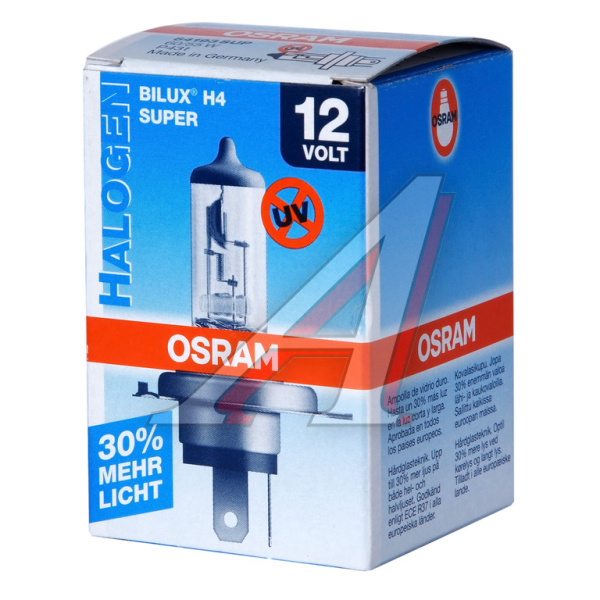 ЛАМПА H4 12V 60/55W P43t "OSRAM" SUPER +30%