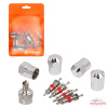 Ремкомплект для вентилей 4 золотника, 4 металл.колп, 1 ключ в пакете Airline