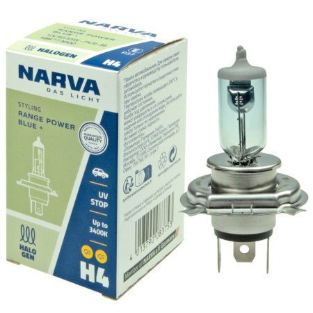 ЛАМПА H4 12V 60/55W P43t "NARVA" RPB BLUE