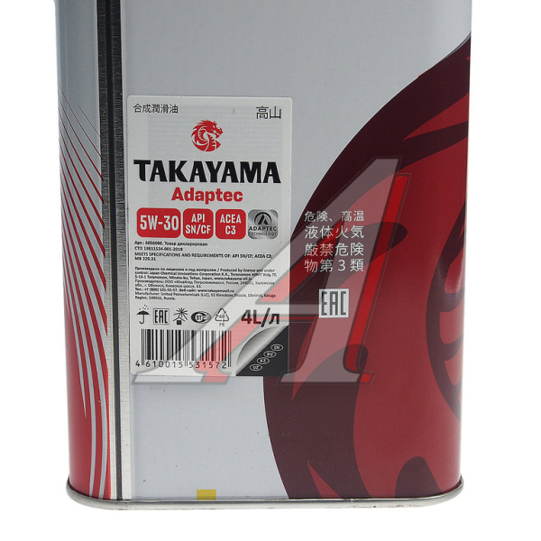 МАСЛО МОТОРНОЕ "TAKAYAMA" ADAPTEC 5W/30 SN/CF C-3 (4Л. СИН.) МЕТАЛЛ