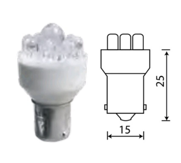 ЛАМПА СВЕТОДИОДНАЯ 12V 21W 9 LED BA15s "МАЯК" (БЕЛАЯ)