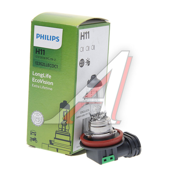 ЛАМПА H11 12V 55W PGJ19-2 "PHILIPS" LONGERLIFE ECOVISION