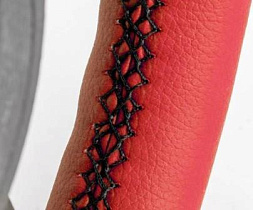Оплетка на руль M SKYWAY натуральная кожа, красный (на шнуровке)