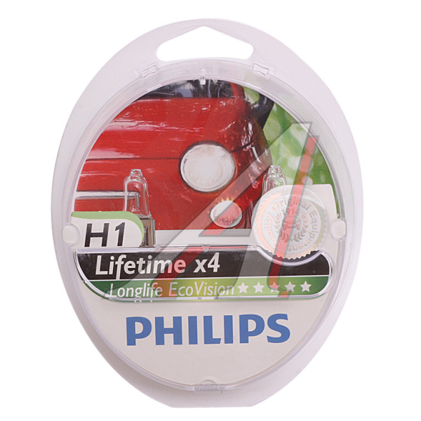 ЛАМПА H1 12V 55W P14.5s "PHILIPS" LONG LIFE ECOVISION (БОКС)
