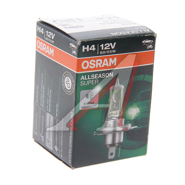 ЛАМПА H4 12V 60/55W P43t "OSRAM" ALLSEASON SUPER