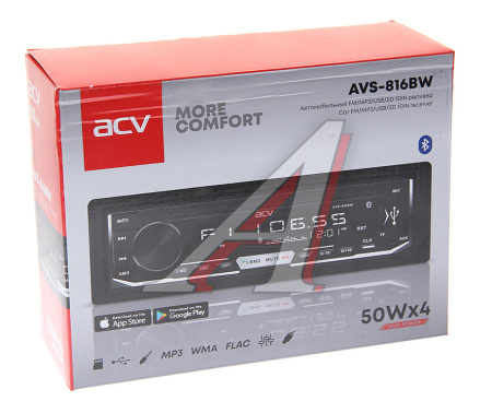 АВТОМАГНИТОЛА ACV 816BW 1 DIN/БЕЛАЯ/BLUETOOTH/USB/AUX/SD/FM/4x50