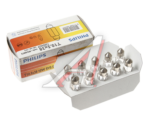 ЛАМПА 12V 10W SV8.5-8 "PHILIPS" FEST ПАЛЬЧИКОВАЯ 35ММ
