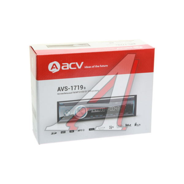 АВТОМАГНИТОЛА ACV AVS-1719B (1DIN ГОЛУБ. USB/SD/FM 4x45)
