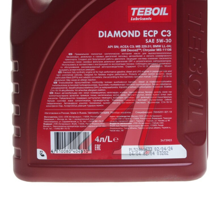 МАСЛО МОТОРНОЕ "TEBOIL" DIAMOND ECP 5W/30 SN/C3 (4Л, СИНТ)