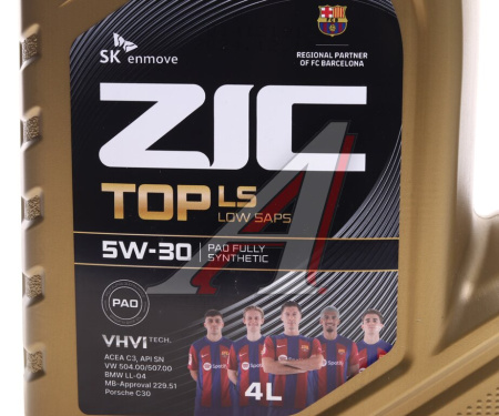 МАСЛО МОТОРНОЕ "ZIC" TOP 5W/30 LS C3 SN/CF 504/507 (4Л. СИН.)