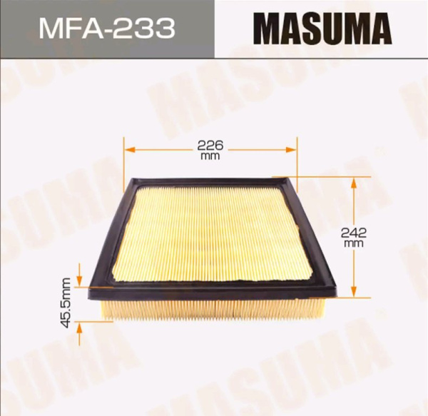 ФИЛЬТР ВОЗДУШНЫЙ TOYOTA CAMRY 17=> MASUMA MFAT012 MFA233