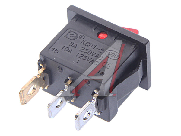 ВЫКЛЮЧАТЕЛЬ КЛАВИШНЫЙ 12V 15A (3С) ON-OFF КРАСНЫЙ С ПОДСВЕТКОЙ MINI "REXANT"
