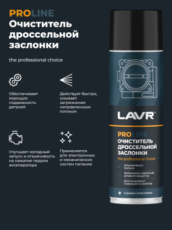 ОЧИСТИТЕЛЬ КАРБЮРАТОРА И ДРОССЕЛЬНОЙ ЗАСЛОНКИ "LAVR" PRO LINE (650 МЛ)