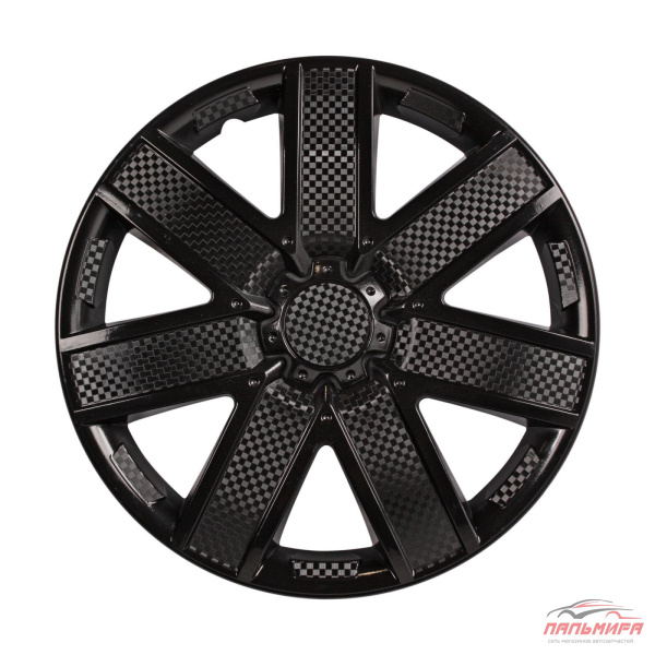 КОЛПАКИ КОЛЕСНЫЕ  R14 ЧЕРНЫЙ ГЛЯНЕЦ КАРБОН ГЕЛАКСИ "AIRLINE" (2ШТ)