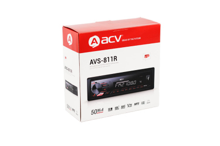 АВТОМАГНИТОЛА ACV AVS-811R 1DIN/СЪЕМНАЯ ПАНЕЛЬ/КРАСН/USB/AUX/SD/FM/4x50