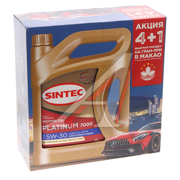 МАСЛО МОТОРНОЕ "SINTEC" PLATINUM 7000 5W/30 С3 (4Л. СИН.) АКЦИЯ 4+1