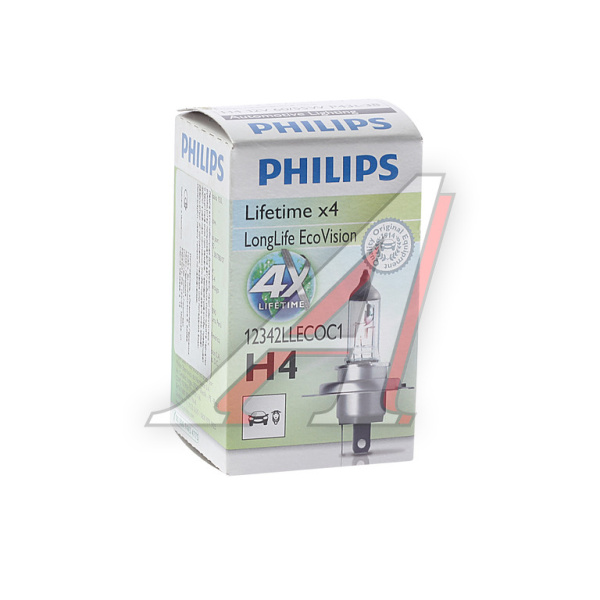ЛАМПА ГАЛОГЕННАЯ H4 12V 60/55W "PHILIPS" (LONGLIFE ECOVISION)
