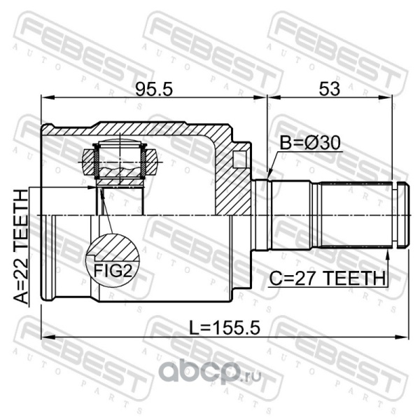 Шрус внутренний 22x30x27 прав/лев Febest 2211FBATLH