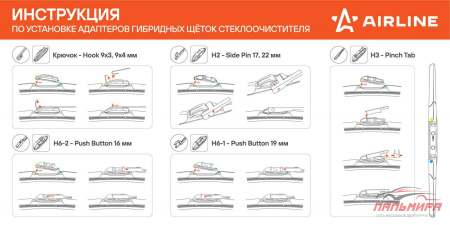 ЩЕТКА СТЕКЛООЧИСТИТЕЛЯ ГИБРИДНАЯ 15"/380 ММ "AIRLINE"
