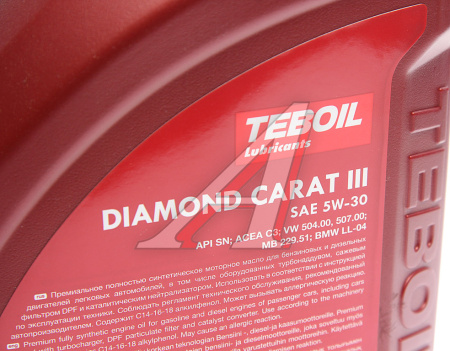 МАСЛО МОТОРНОЕ "TEBOIL" DIAMOND CARAT III 5W/30 SN/C3 (4Л. СИНТ) новая канистра