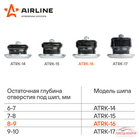 ШИП РЕМОНТНЫЙ "AIRLINE" 8-9 ММ (компл 100 шт)