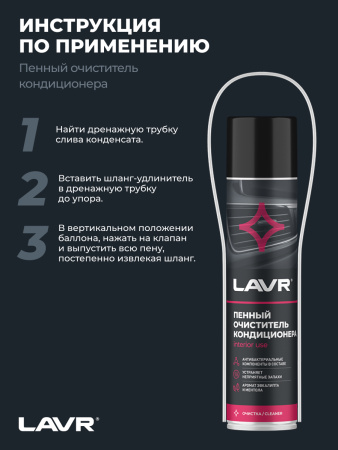 ОЧИСТИТЕЛЬ КОНДИЦИОНЕРА ПЕННЫЙ "АНТИБАКТЕРИАЛЬНЫЙ" (МЕНТОЛ-ЭВКАЛИПТ) "LAVR" (400 МЛ)