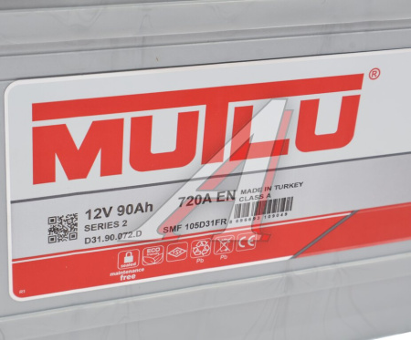 Аккумулятор Asia 90 А/ч прямая полярность Mutlu ток 720 А 303x173x225 *MUTLU