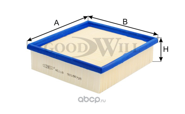 ФИЛЬТР ВОЗДУШНЫЙ GOODWILL AG118