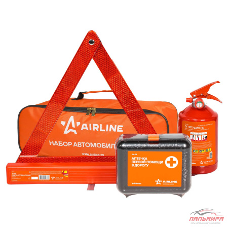 НАБОР АВТОМОБИЛИСТА (АПТЕЧА,ОГНЕТУШИТЕЛЬ,ТРОС 3,5, ПЕРЧАТКИ, ЗНАК АВ) AIRLINE