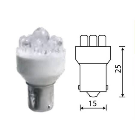 ЛАМПА СВЕТОДИОДНАЯ Т15 24V 9 LED BA15s "МАЯК" (БЕЛАЯ)