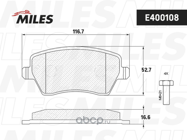 КОЛОДКИ ТОРМОЗНЫЕ ПЕРЕДНИЕ LADA VESTA, LARGUS, RENAULT DUSTER 2WD (Смесь Low-Metallic) E400108
